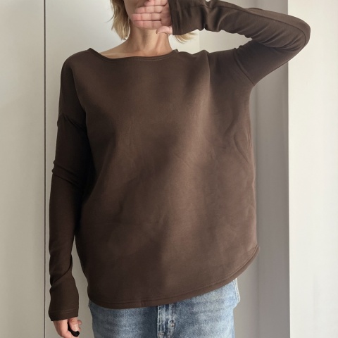 Gruby Wąski rękaw Brązowy