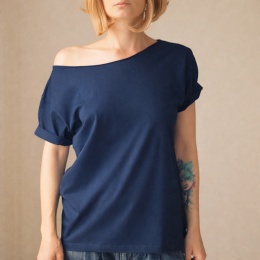 Jasny granat Oversize Bez nadruku