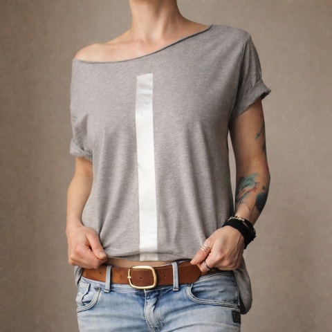 Kreska srebrna na średnioszarym Oversize