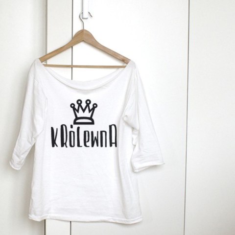 Królewna Biały Oversize Rękaw 3/4