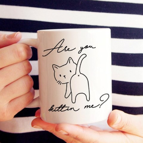Kubek śmieszny "Are you kittin me"