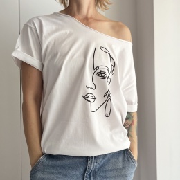 Line art Biały Oversize