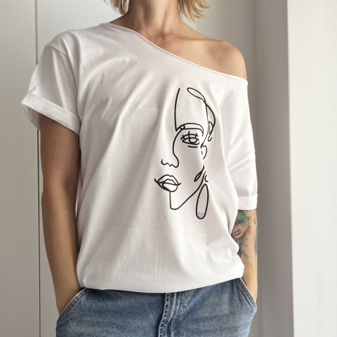 Line art Biały Oversize