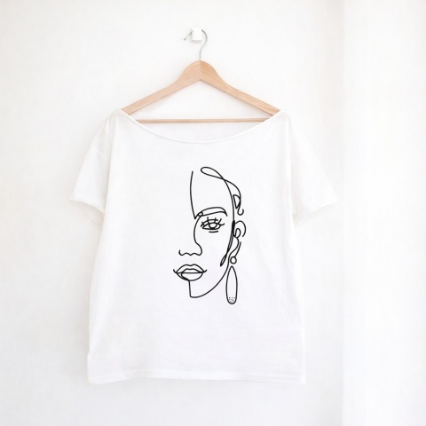 Line art Biały Oversize