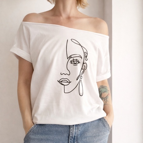 Line art Biały Oversize