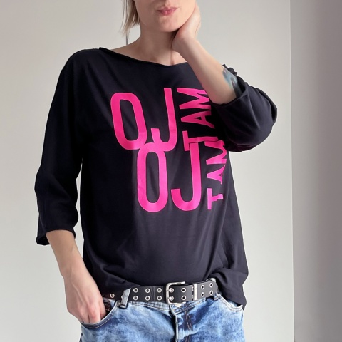 Oj tam Czarny Oversize Rękaw 3/4