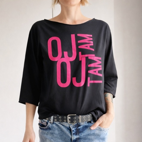 Oj tam Czarny Oversize Rękaw 3/4