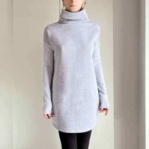 Sukienka Wąski rękaw szara Golf Sukienka Wąski rękaw szara Golf