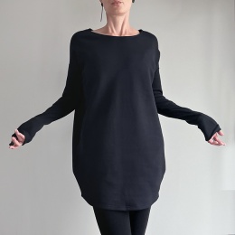 Sukienka Wąski rękaw czarna Midi