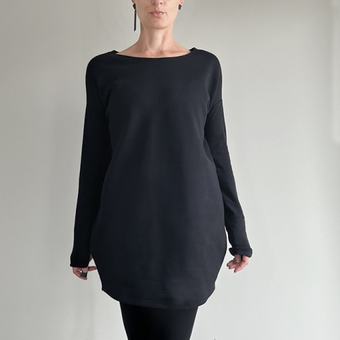 Sukienka Wąski rękaw czarna Midi