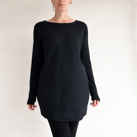 Sukienka Wąski rękaw czarna Midi