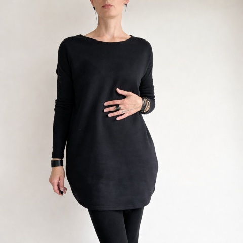 Sukienka Wąski rękaw czarna Midi