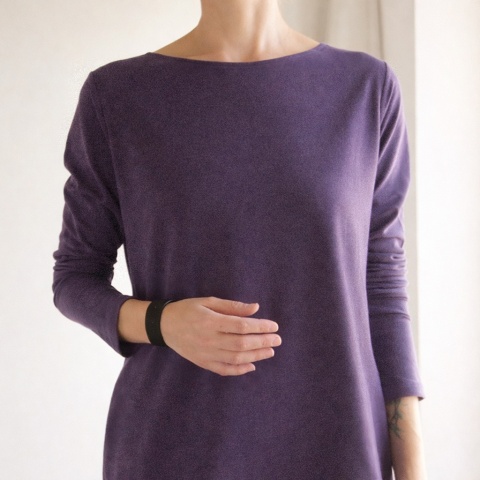 Sukienka tył przód Fioletowy melanż