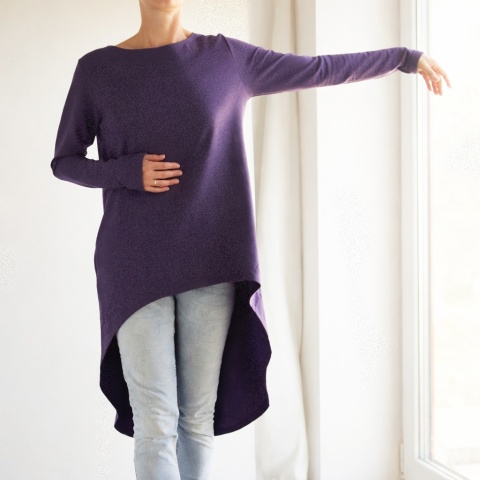 Sukienka tył przód Fioletowy melanż