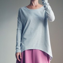 Wąski rękaw bluzka skrzydła Szara