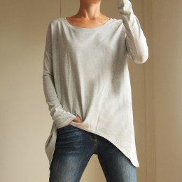 Wąski rękaw bluzka skrzydła Szara