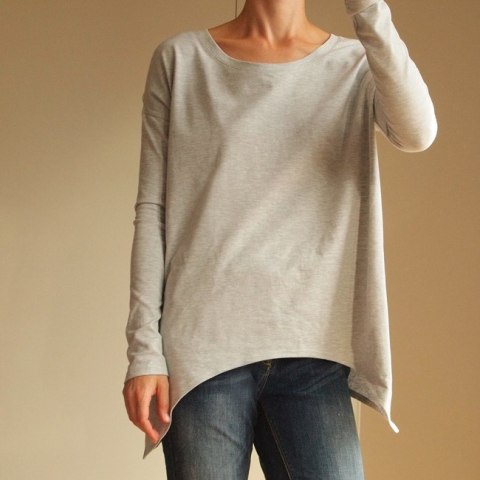 Wąski rękaw bluzka skrzydła Szara