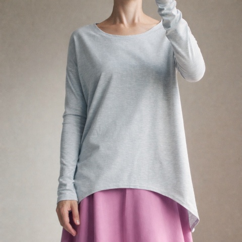 Wąski rękaw bluzka skrzydła Szara