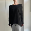 Wąski rękaw skrzydła bluzka Czarna
