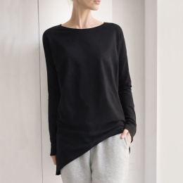 Wąski rękaw skrzydła bluzka Czarna