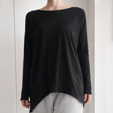 Wąski rękaw skrzydła bluzka Czarna