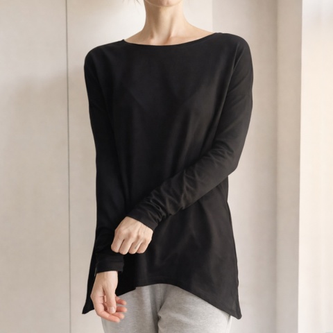 Wąski rękaw skrzydła bluzka Czarna