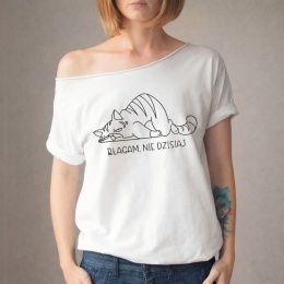 Błagam nie dzisiaj Kot Oversize Biały