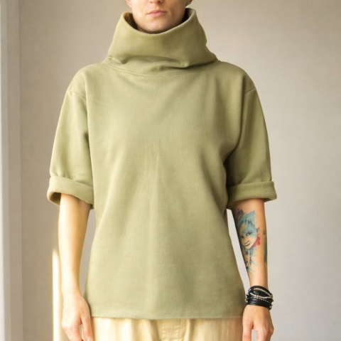 Bluza golf rękaw do łokcia blada oliwka