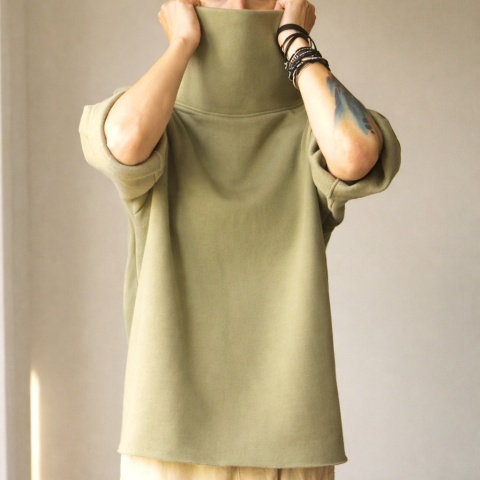 Bluza golf rękaw do łokcia blada oliwka