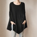 Bluzka asymetryczna dwie kieszenie czarna