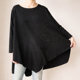 Bluzka asymetryczna dwie kieszenie czarna