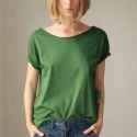 Koszulka damska Oversize bez nadruku Butelkowozielona