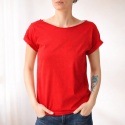 Koszulka damska Oversize bez nadruku Czerwona