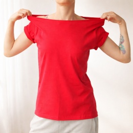 Koszulka damska Oversize bez nadruku Czerwona