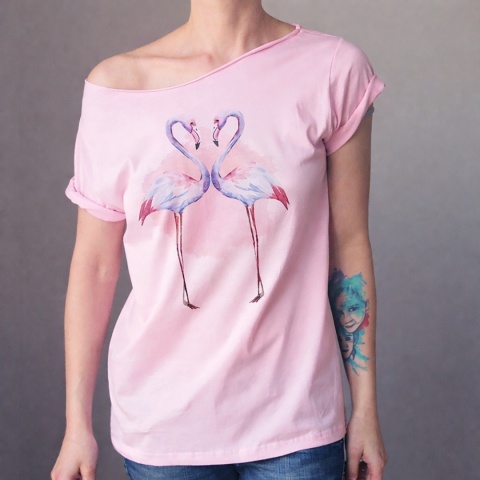 Flamingi jasnoróżowy krótki Oversize