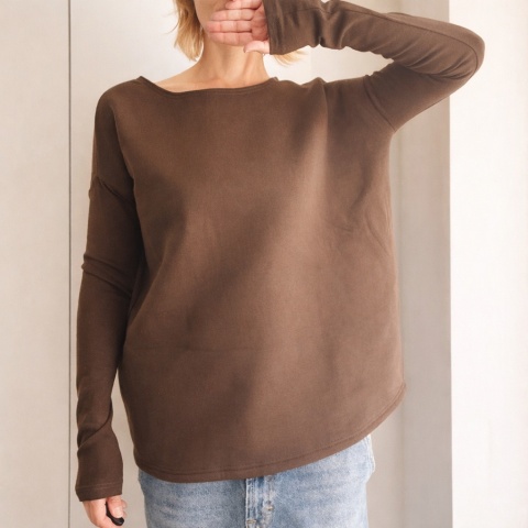 Gruby Wąski rękaw Brązowy