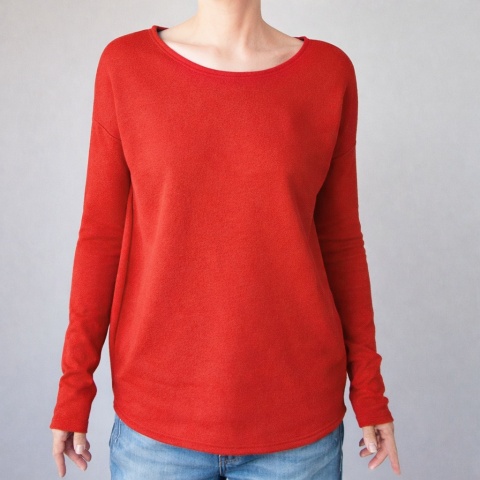 Gruby Wąski rękaw Czerwony Bluza
