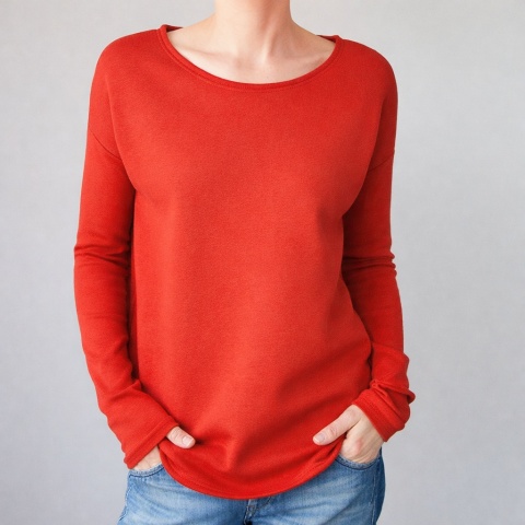 Gruby Wąski rękaw Czerwony Bluza