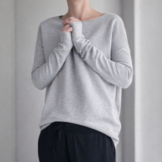 Bluza damska oversize z wąskimi rękawami – szary melanż