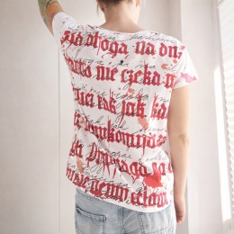 Kaligrafia czerwona fullprint Biały oversize