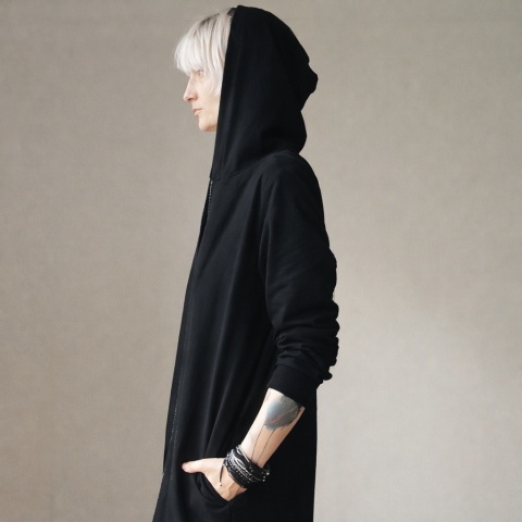 Kaptur długi rozpinany czarny