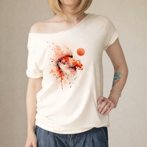 Koi pomarańczowy na waniliowym Oversize