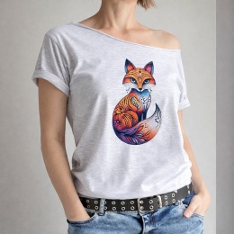 Lis dotwork Oversize Szary