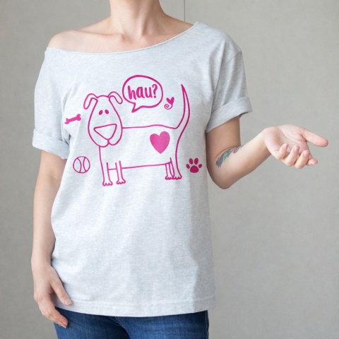 Pies różowy Oversize Szary