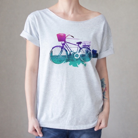 Rower Fioletowo Miętowy Oversize Szary