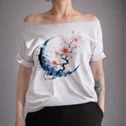 Sakura niebieskie koło Oversize Szary