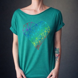 Serce diament tęcza szafIrowy Oversize