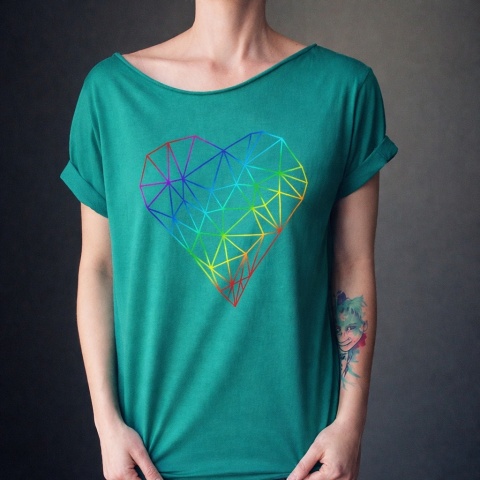 Serce diament tęcza szafIrowy Oversize