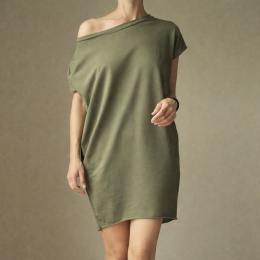 Sukienka dresowa Oversize Oliwka Bez rękawów Kieszenie