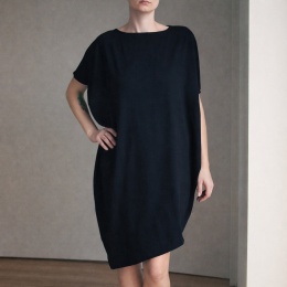 Sukienka krótki rękaw asymetria Czarna